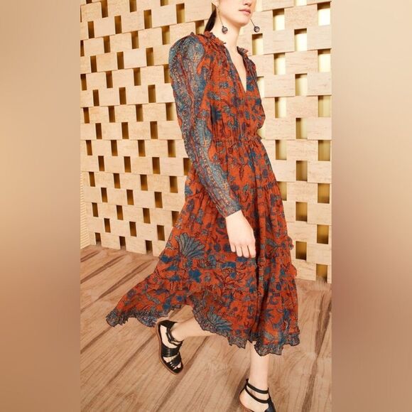 NWT Ulla Johnson Beatrice Dress Baked Clay - Picture 7 of 9